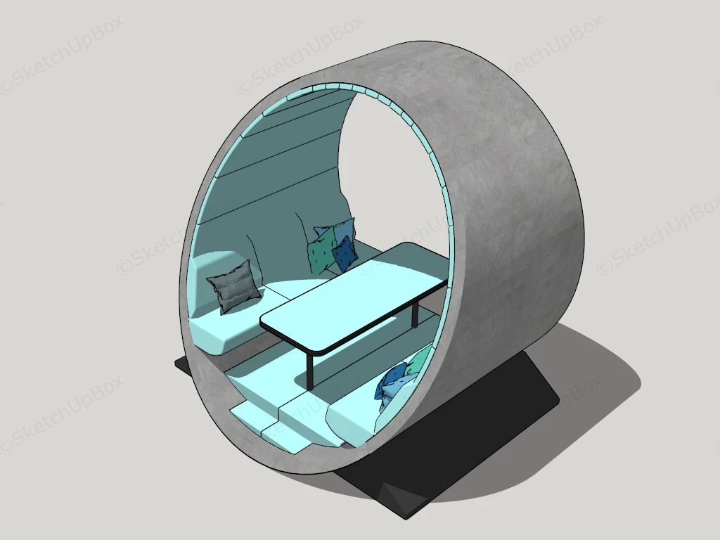 Cement Pipe Restaurant Booth sketchup model preview - SketchupBox