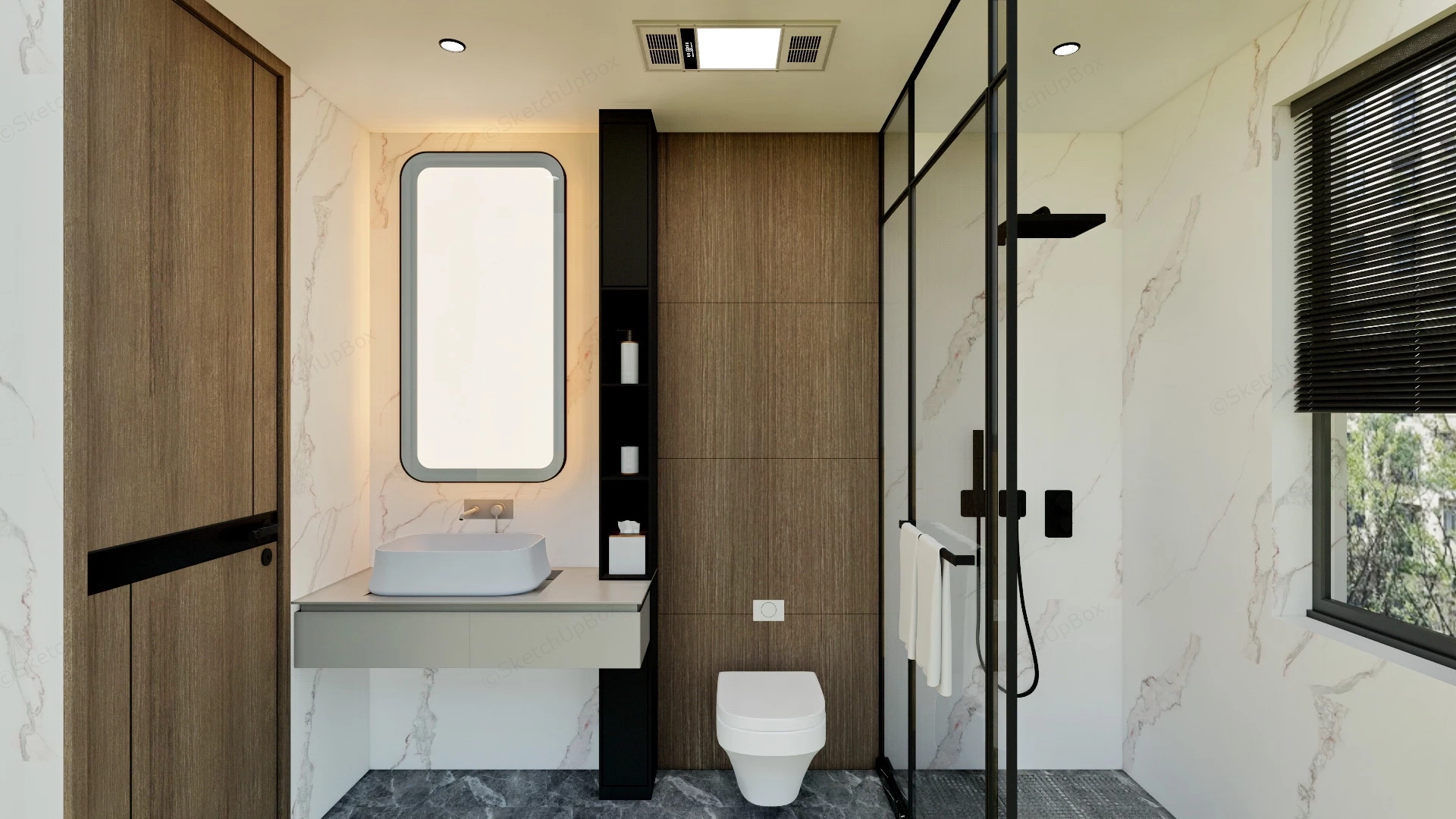 White And Wood Bathroom sketchup model preview - SketchupBox