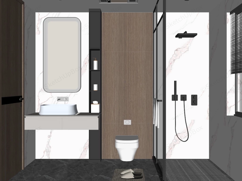 White And Wood Bathroom sketchup model preview - SketchupBox