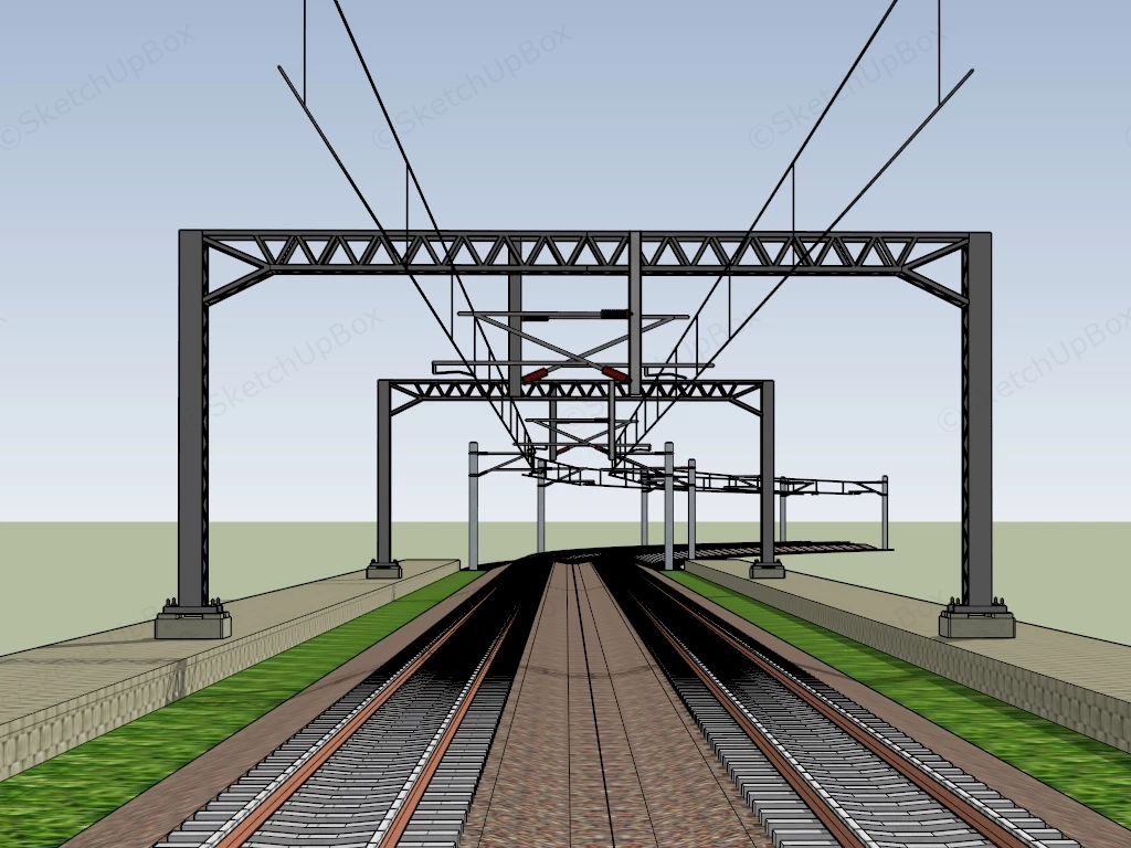 Double Track Railway sketchup model preview - SketchupBox