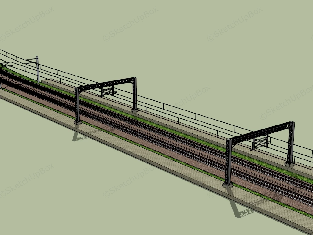 Double Track Railway sketchup model preview - SketchupBox