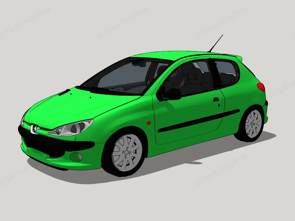Peugeot 206 3 Door sketchup model preview - SketchupBox