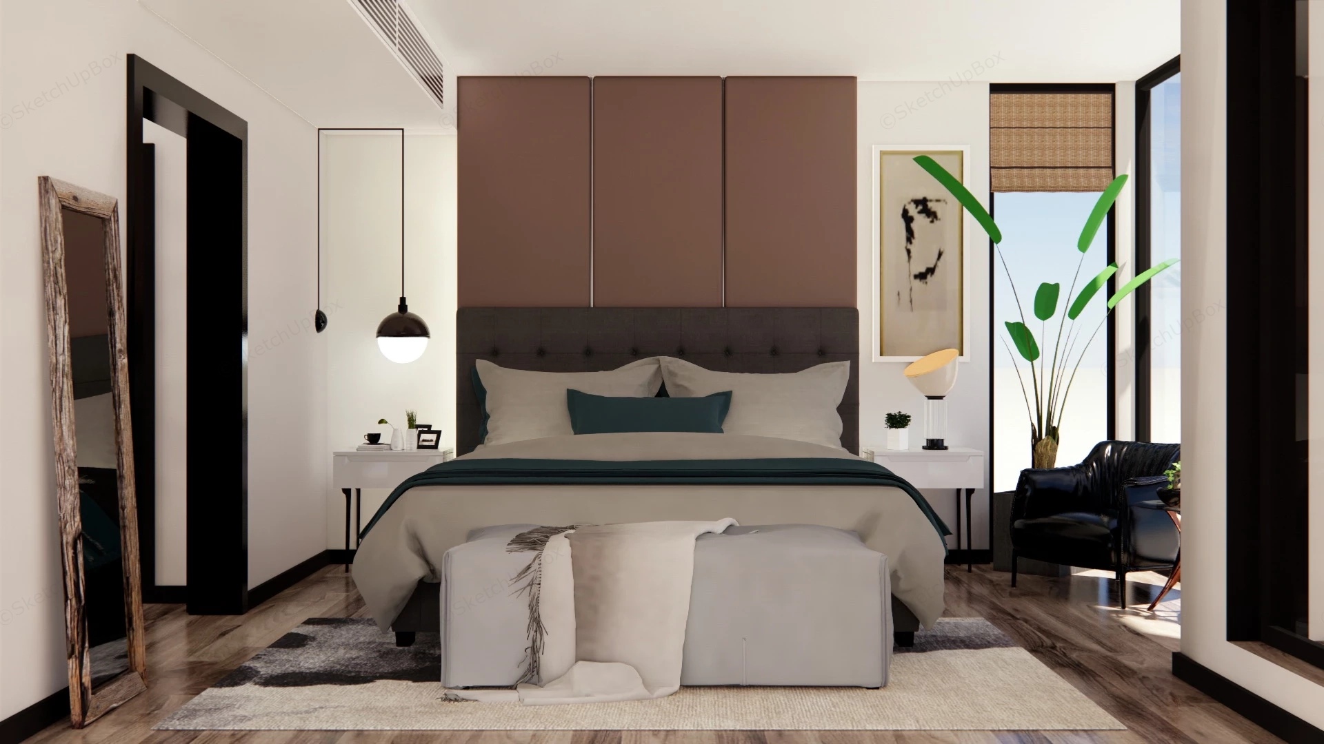 Simple Bedroom Design sketchup model preview - SketchupBox