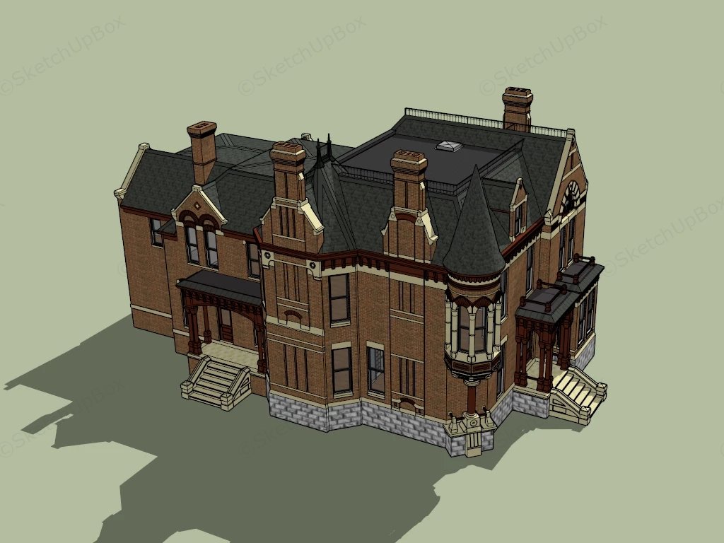 Victorian Town House sketchup model preview - SketchupBox