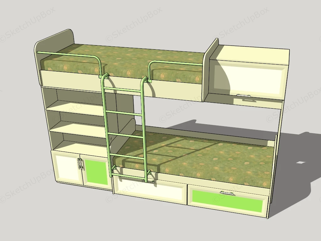 Dormitory Bunk Bed sketchup model preview - SketchupBox