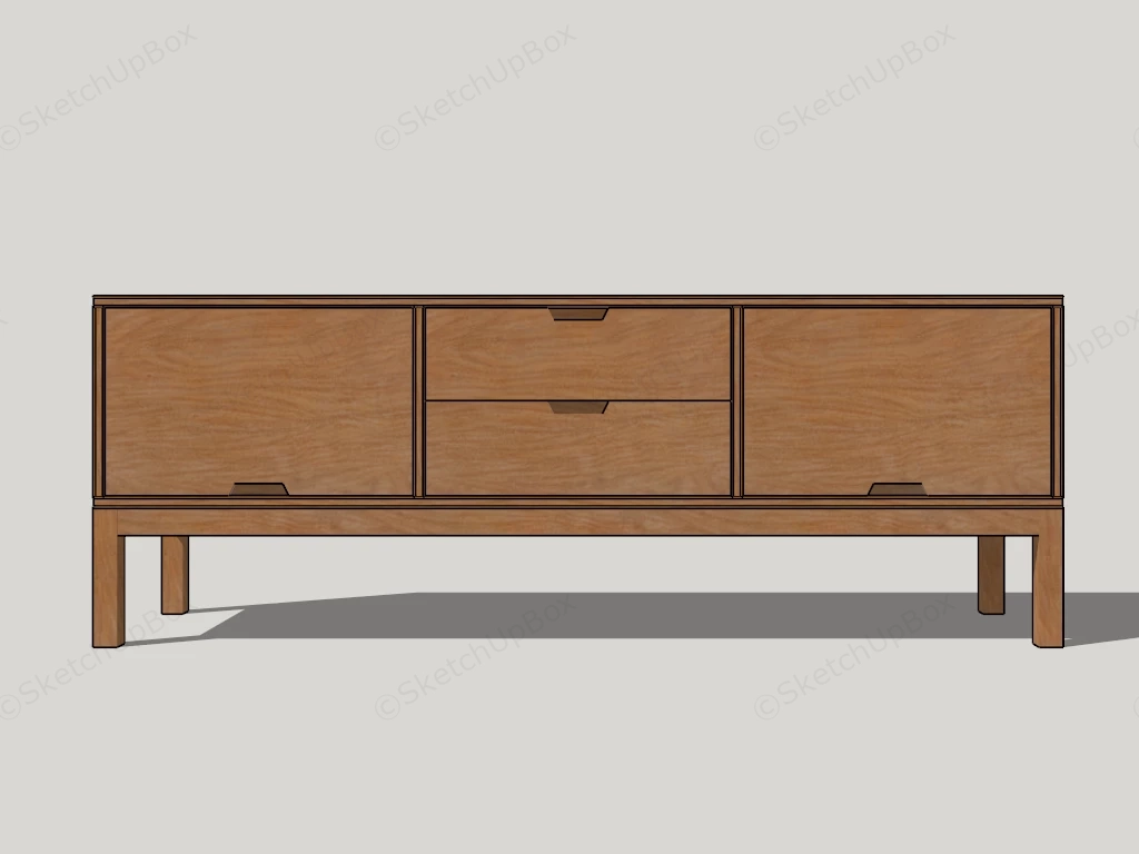 Solid Wood TV Stand sketchup model preview - SketchupBox