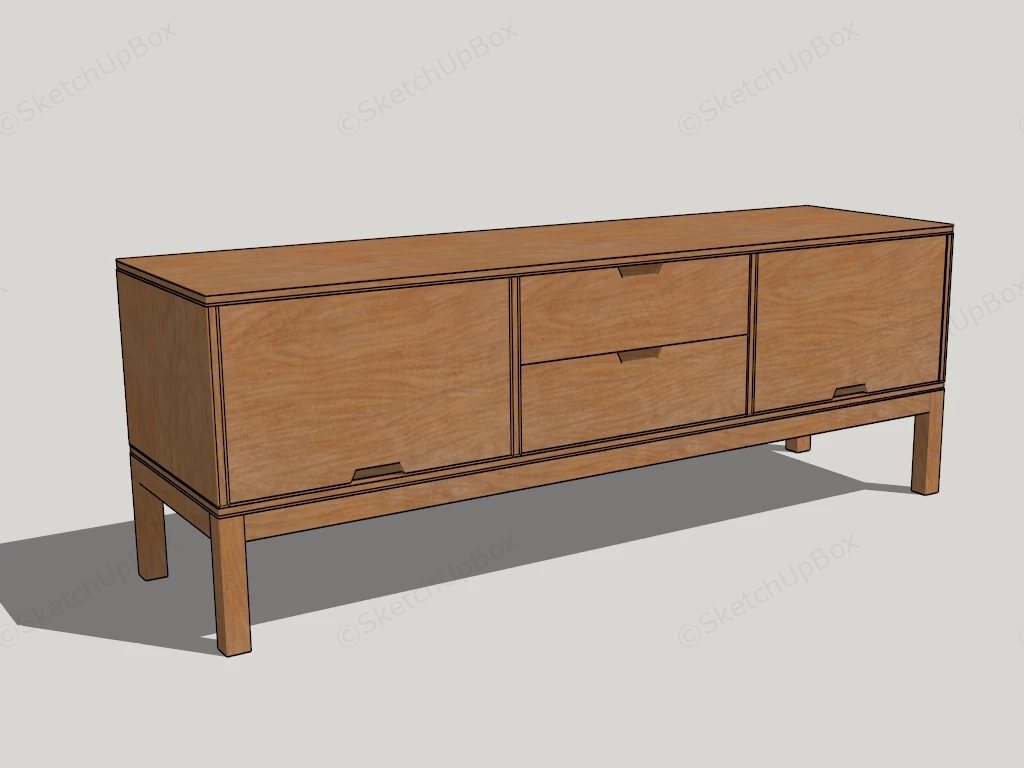 Solid Wood TV Stand sketchup model preview - SketchupBox