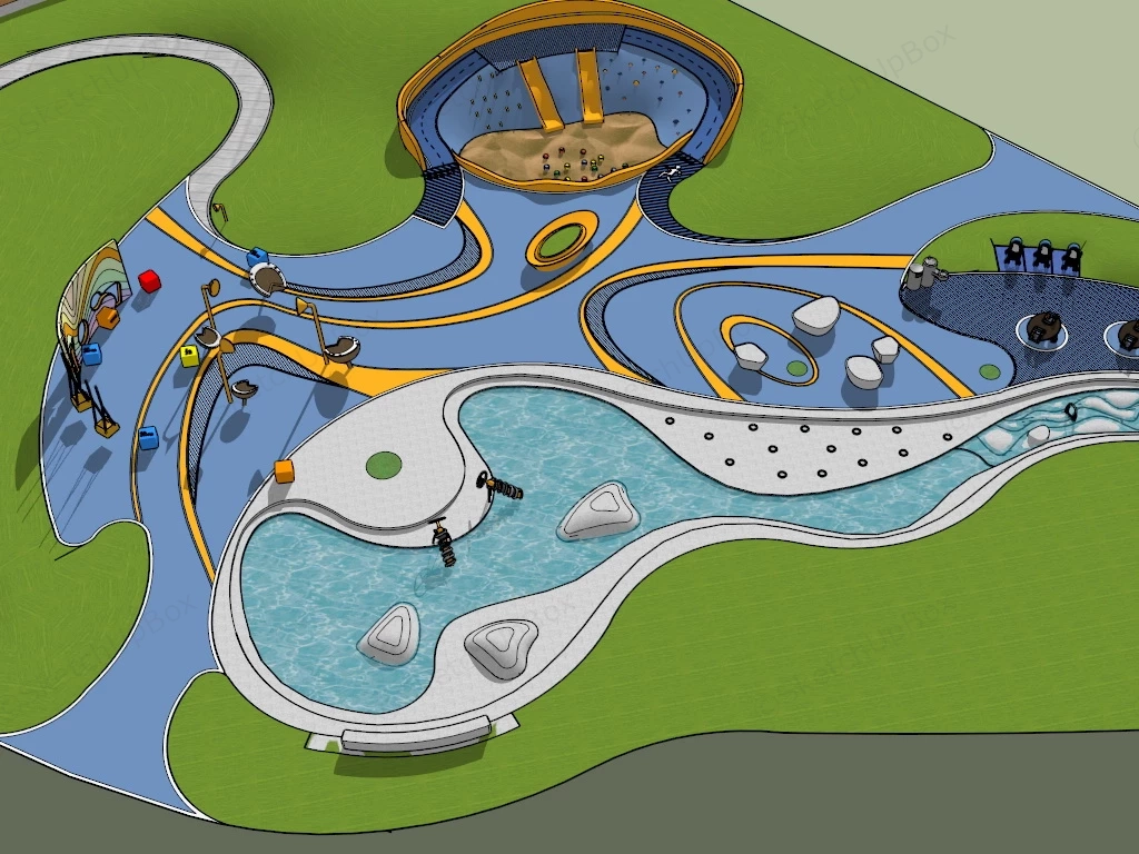 Water Playground Plan sketchup model preview - SketchupBox
