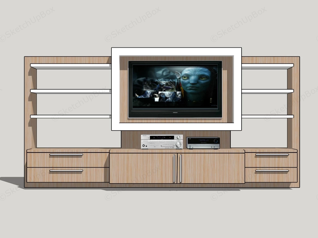 TV Entertainment Wall Unit sketchup model preview - SketchupBox