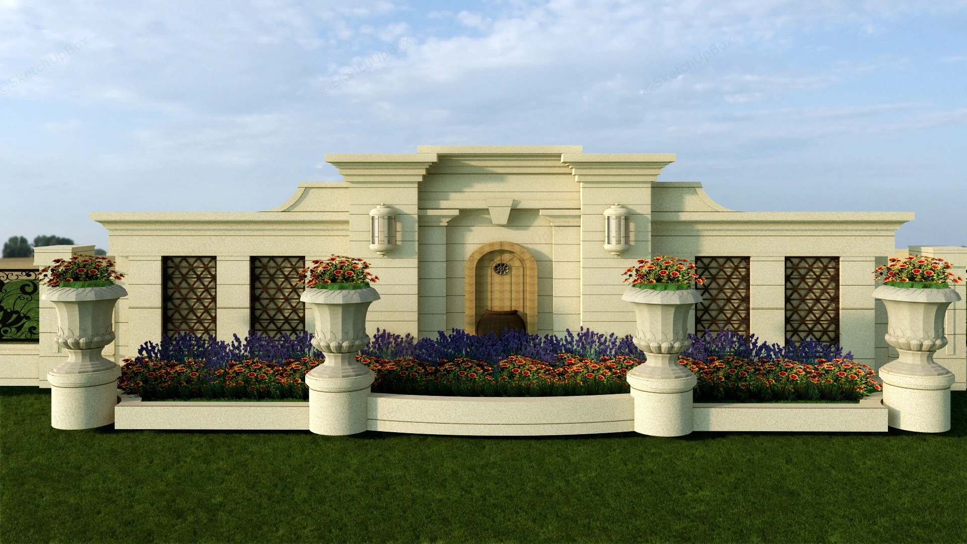 Feature Wall With Garden Bed sketchup model preview - SketchupBox
