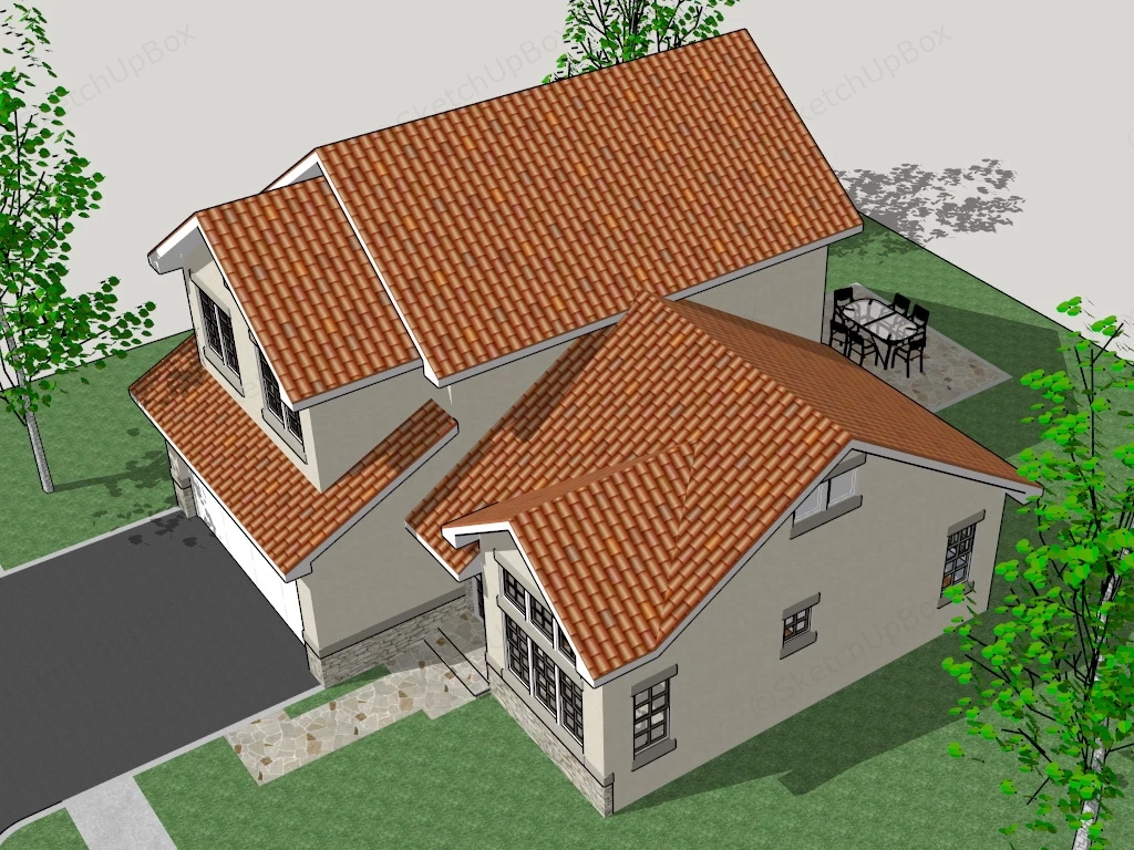 Small Rural House sketchup model preview - SketchupBox