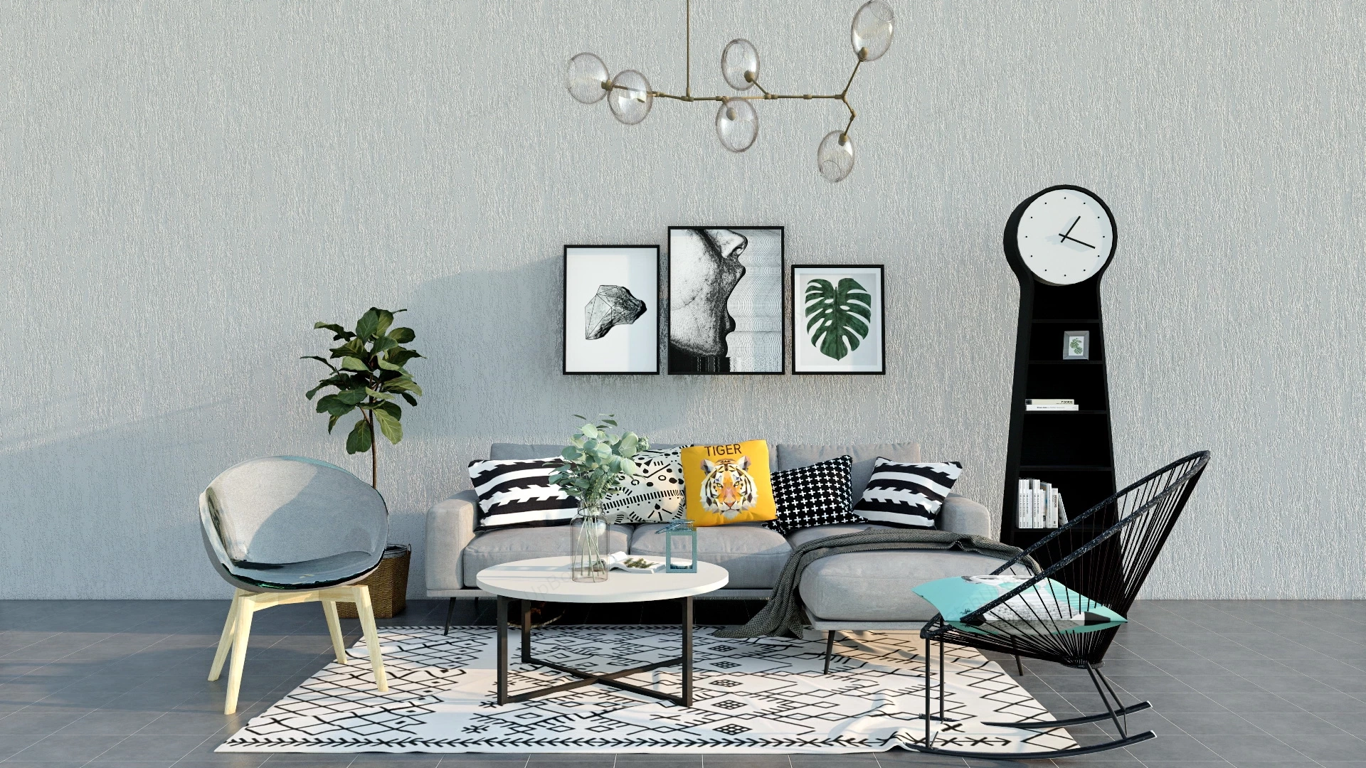 Casual Living Room Set sketchup model preview - SketchupBox