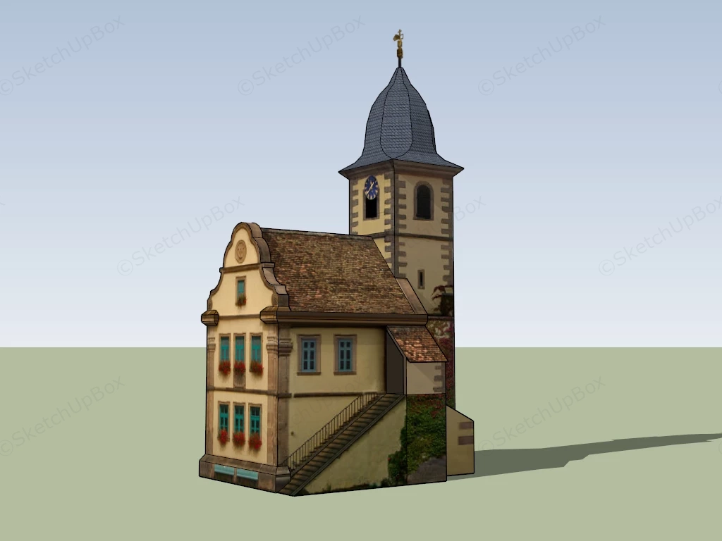 Small Medieval Church sketchup model preview - SketchupBox