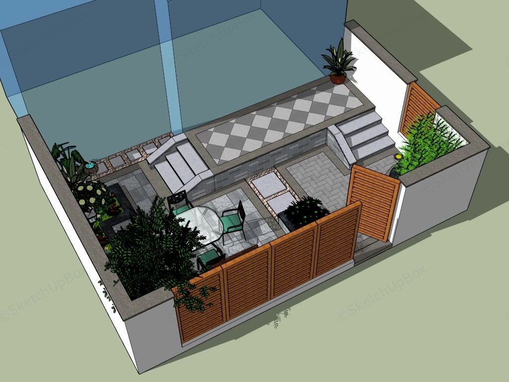 Small Backyard Patio Idea sketchup model preview - SketchupBox