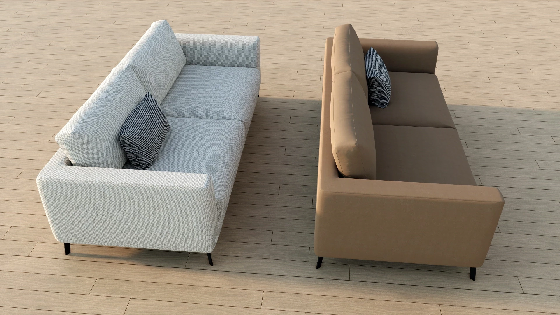 Elegant Modern Fabric Sofas sketchup model preview - SketchupBox