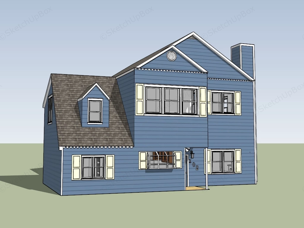 2 Story Traditional Style House sketchup model preview - SketchupBox