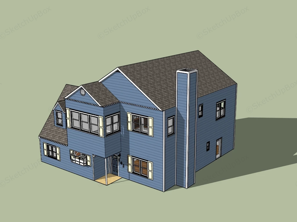 2 Story Traditional Style House sketchup model preview - SketchupBox