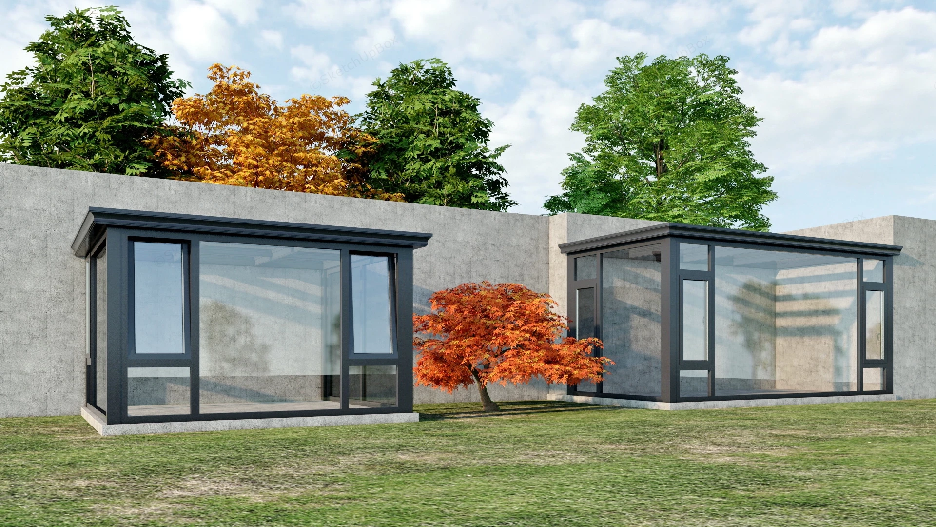 Enclosed Patio SunRoom sketchup model preview - SketchupBox