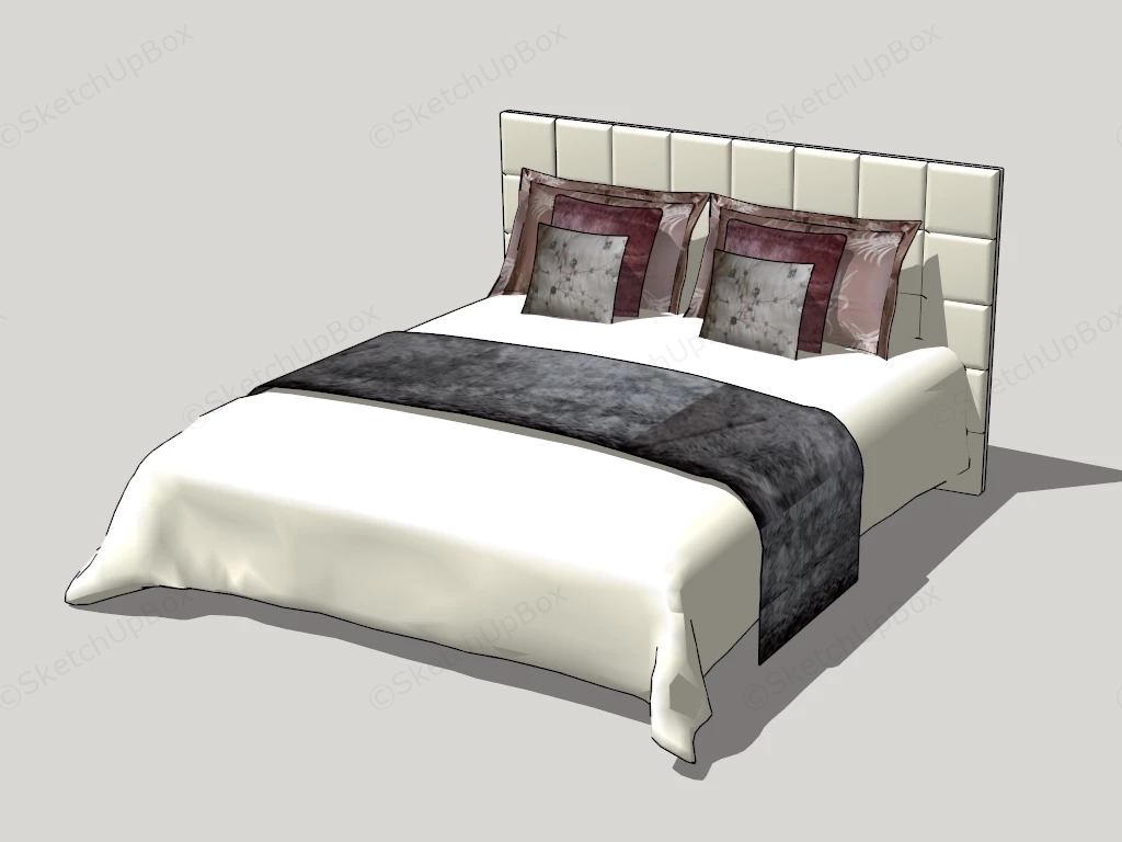 Upholstered Panel Bed sketchup model preview - SketchupBox