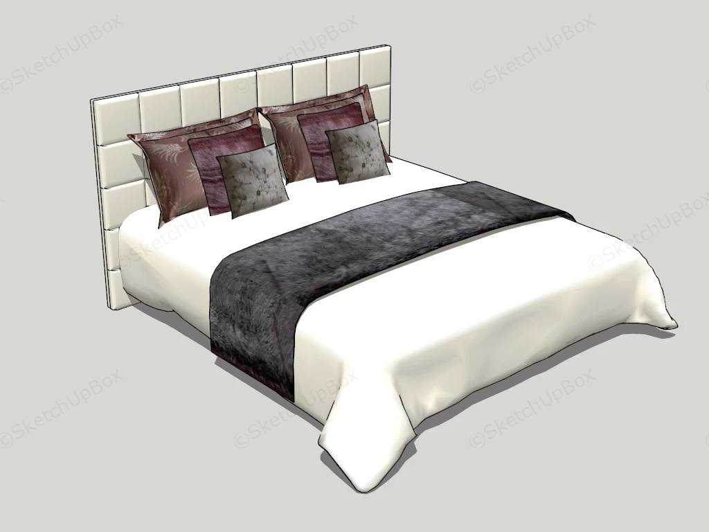Upholstered Panel Bed sketchup model preview - SketchupBox