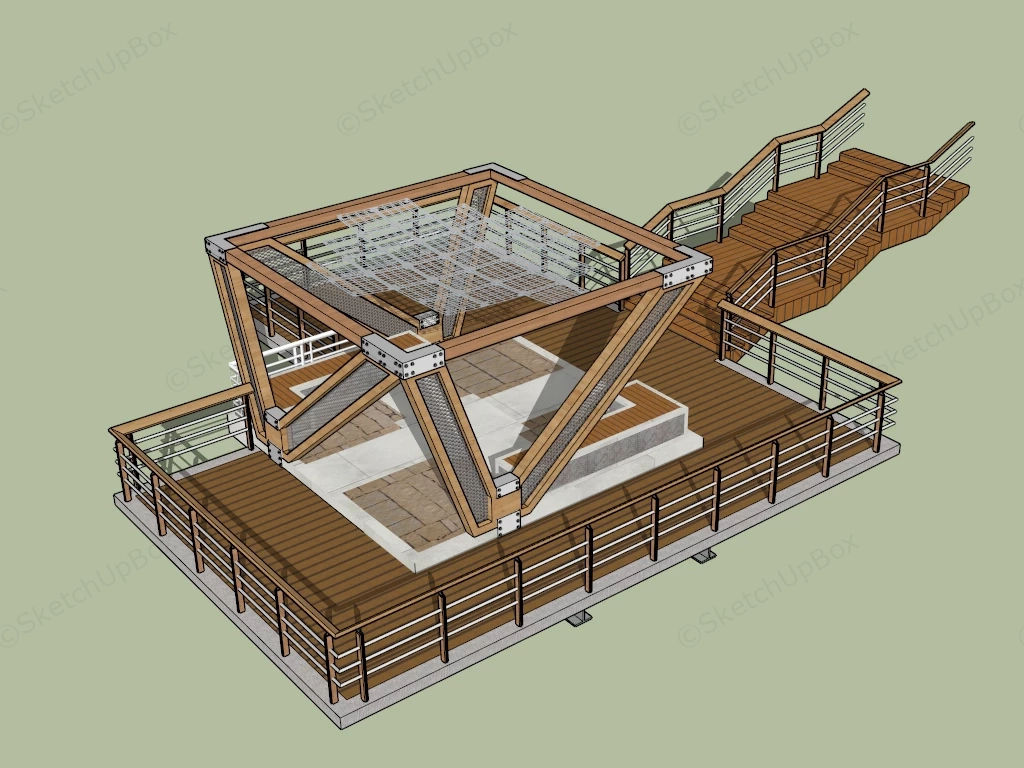 Wooden Observation Deck sketchup model preview - SketchupBox