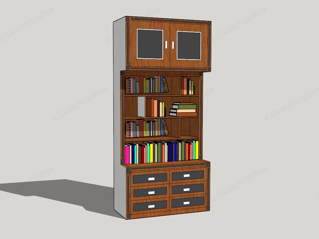 Tall Slim Bookcase sketchup model preview - SketchupBox