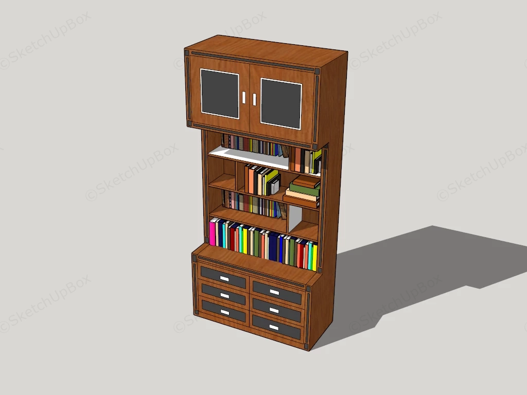 Tall Slim Bookcase sketchup model preview - SketchupBox