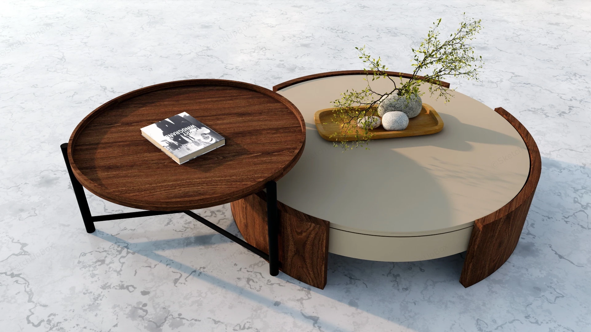 Round Nesting Coffee Table Set sketchup model preview - SketchupBox