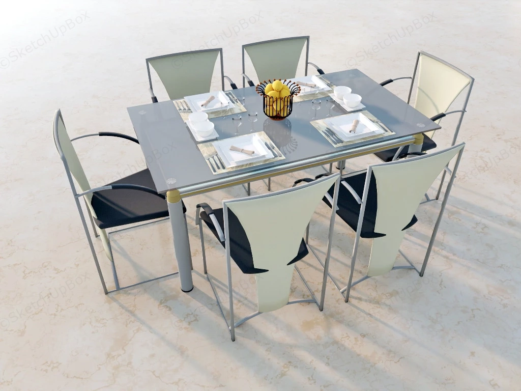 Glass Dining Room Set sketchup model preview - SketchupBox