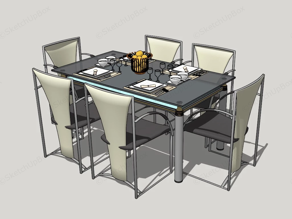 Glass Dining Room Set sketchup model preview - SketchupBox