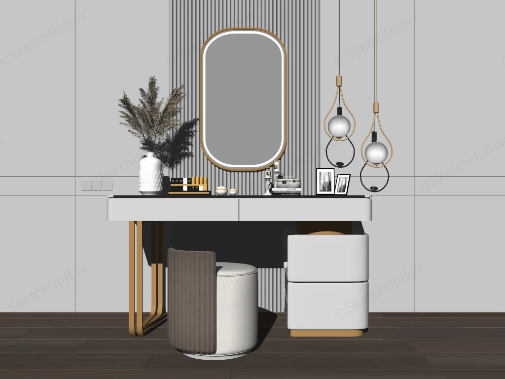 Modern Makeup Vanity Table sketchup model preview - SketchupBox