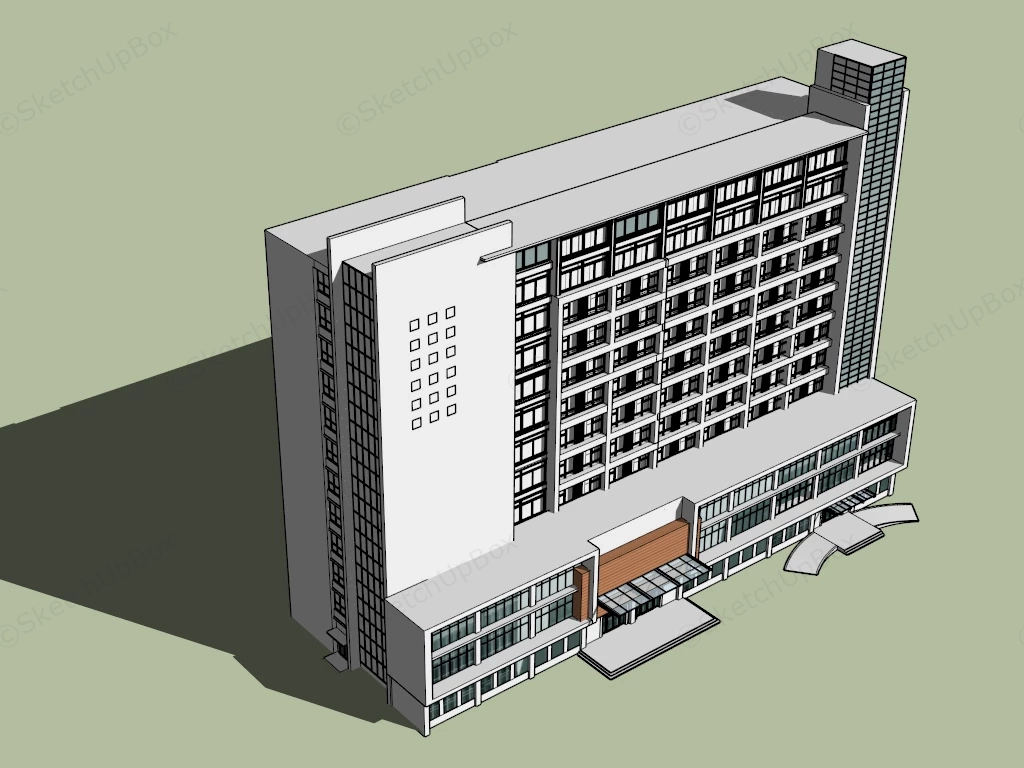 Modern Hospital Building Design sketchup model preview - SketchupBox