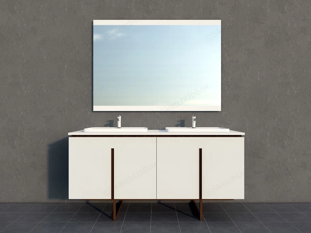 White Bathroom Vanity With Mirror sketchup model preview - SketchupBox