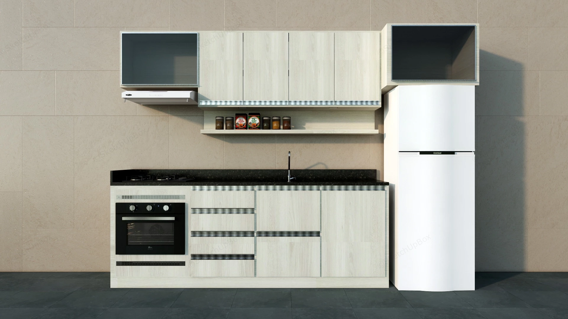 Small Kitchen Cabinet Set sketchup model preview - SketchupBox