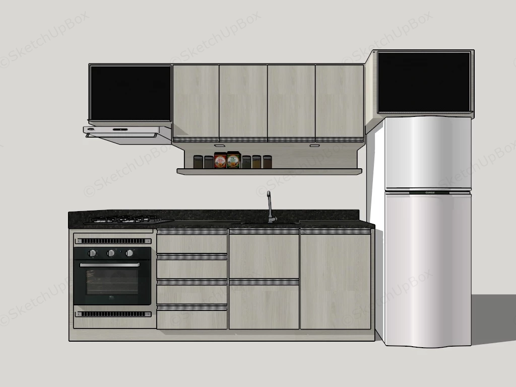 Small Kitchen Cabinet Set sketchup model preview - SketchupBox