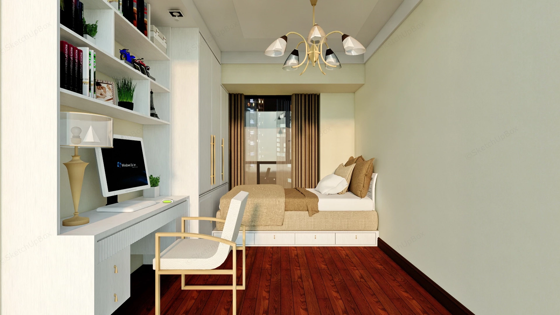 Small Kids Room With Study Desk sketchup model preview - SketchupBox