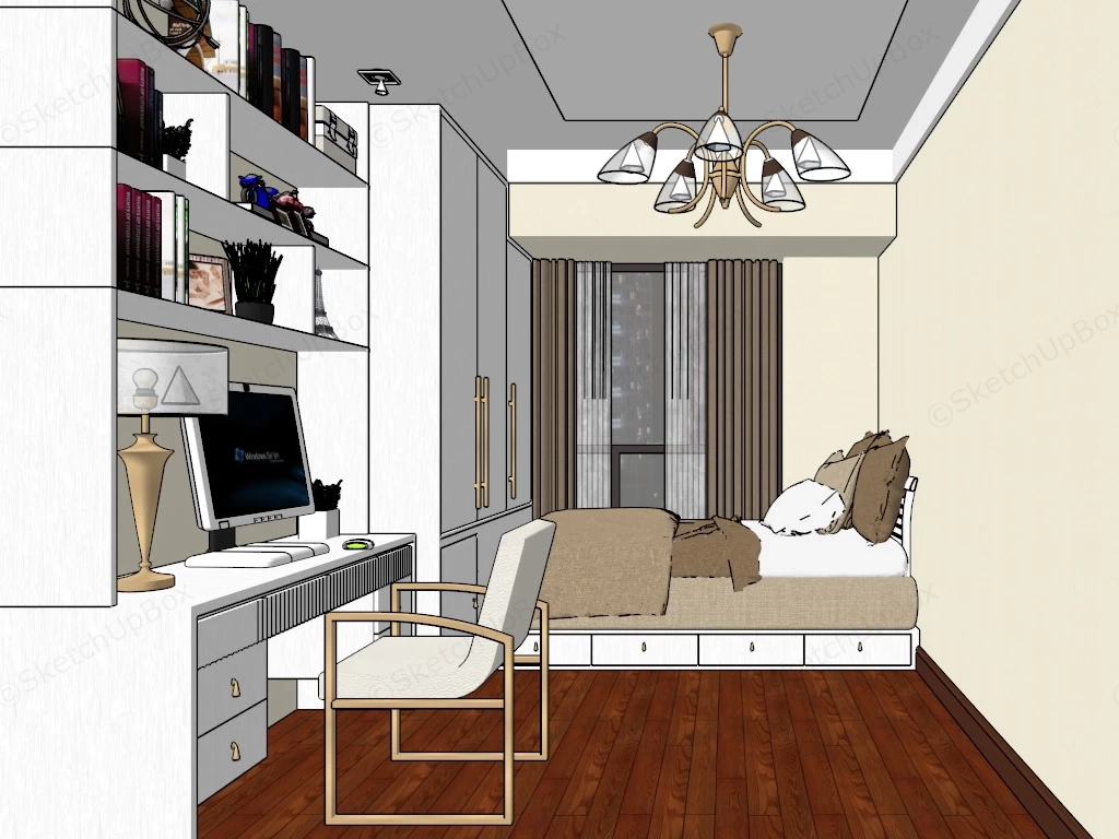 Small Kids Room With Study Desk sketchup model preview - SketchupBox