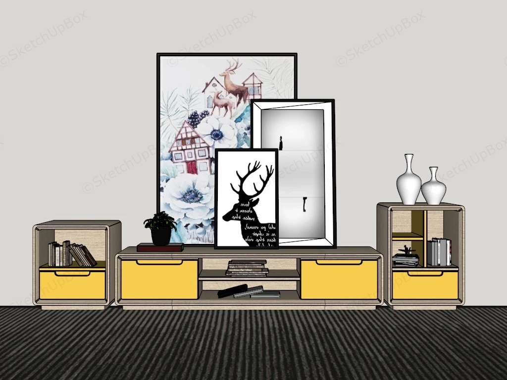 Tv Stand And Cabinet Set sketchup model preview - SketchupBox