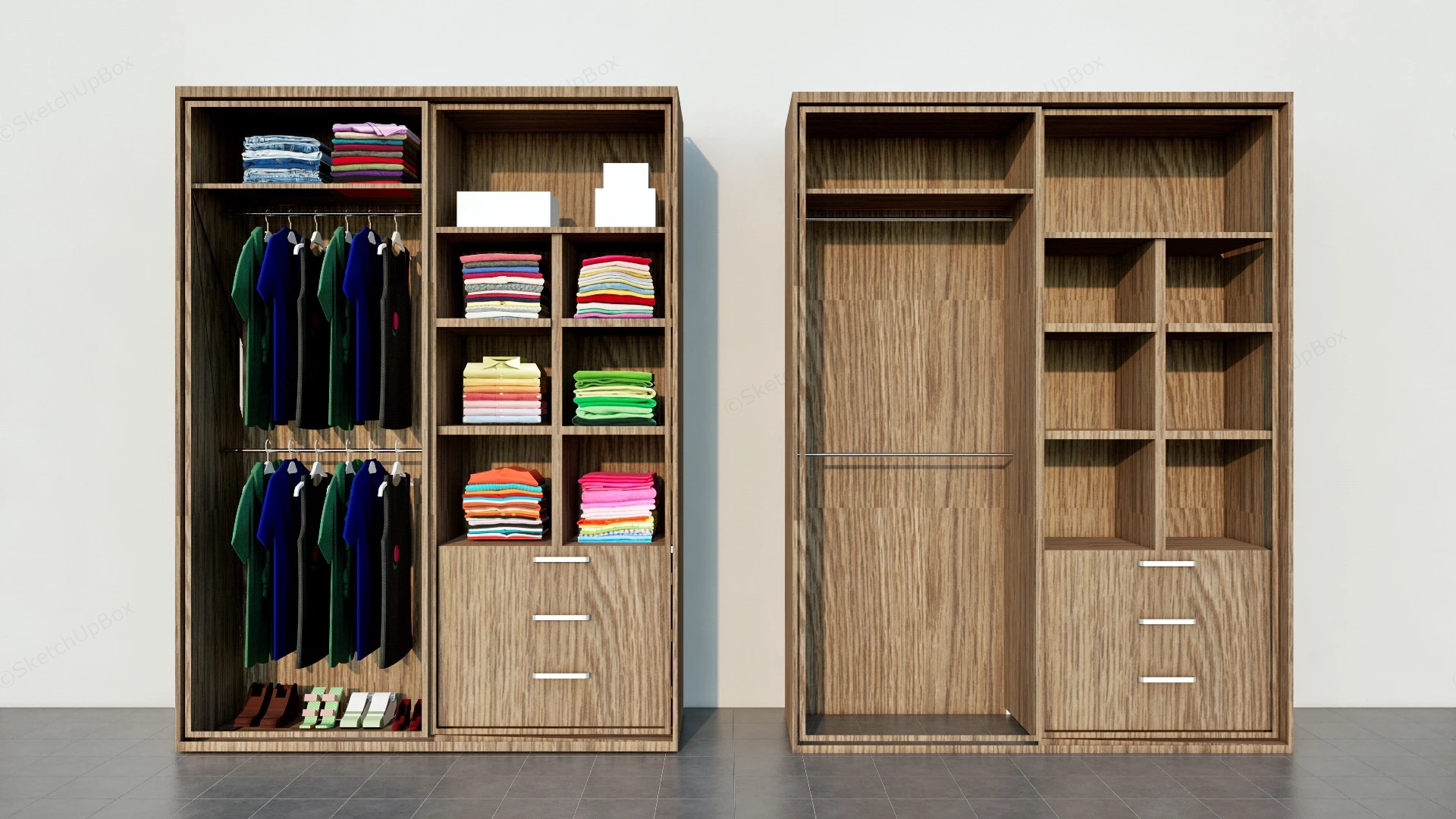 Black Wood Wardrobe sketchup model preview - SketchupBox