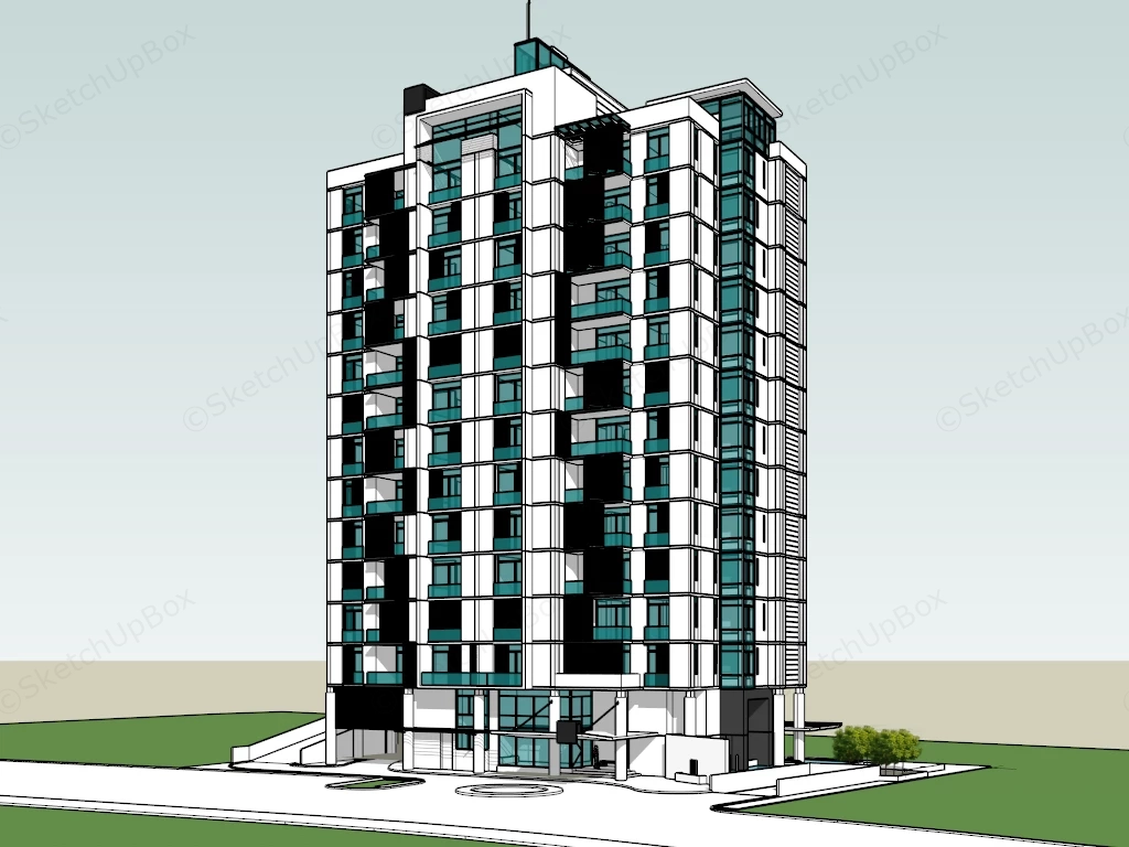 High Rise Apartment sketchup model preview - SketchupBox