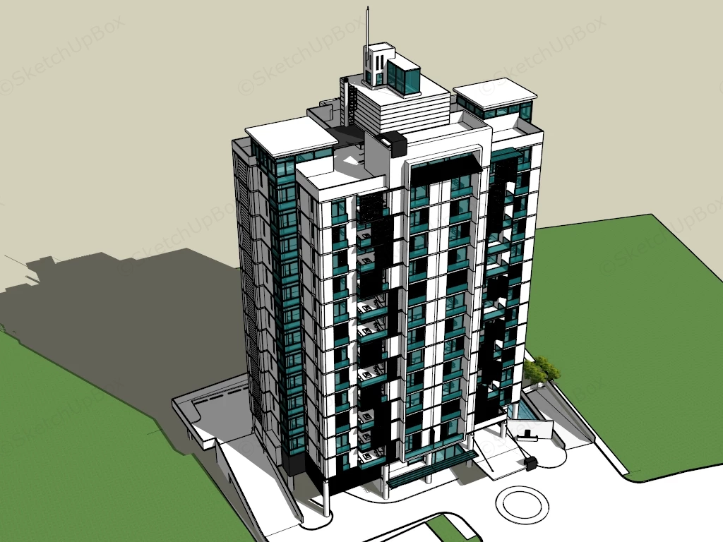 High Rise Apartment sketchup model preview - SketchupBox
