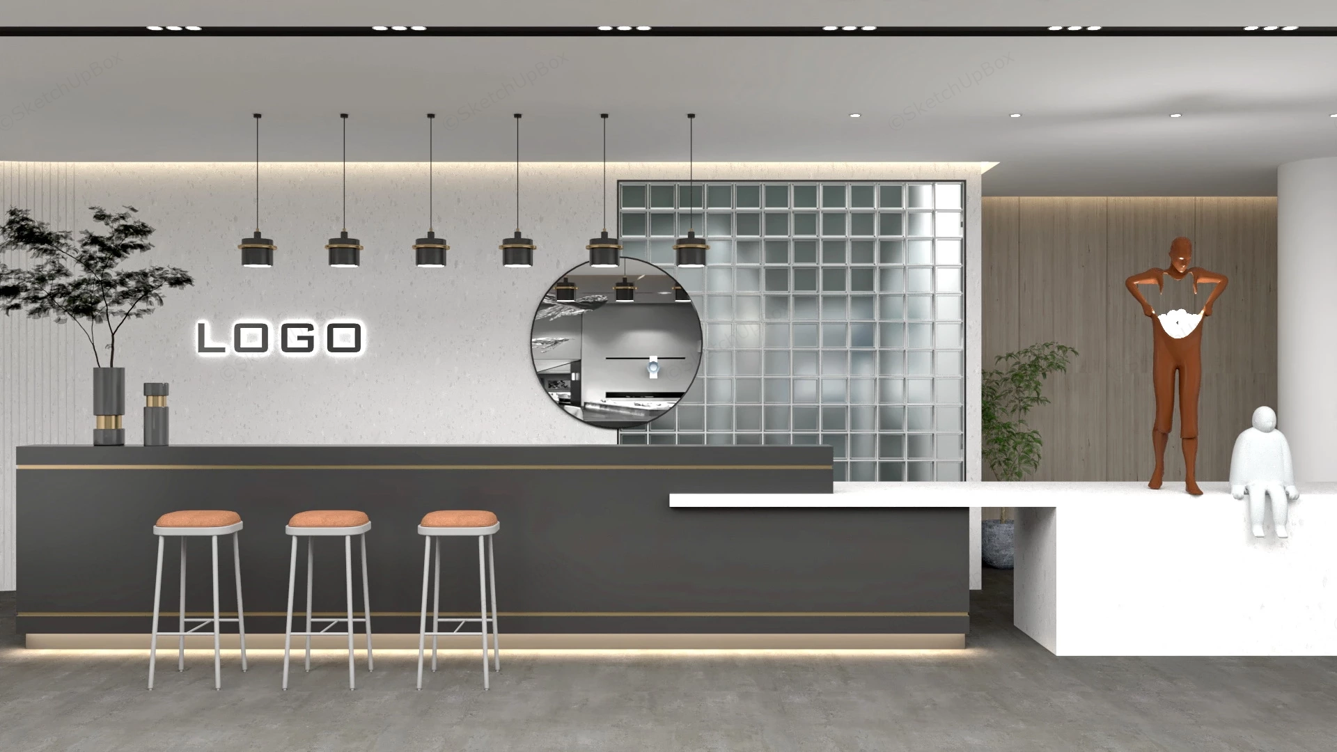 Luxury Hotel Reception Design sketchup model preview - SketchupBox