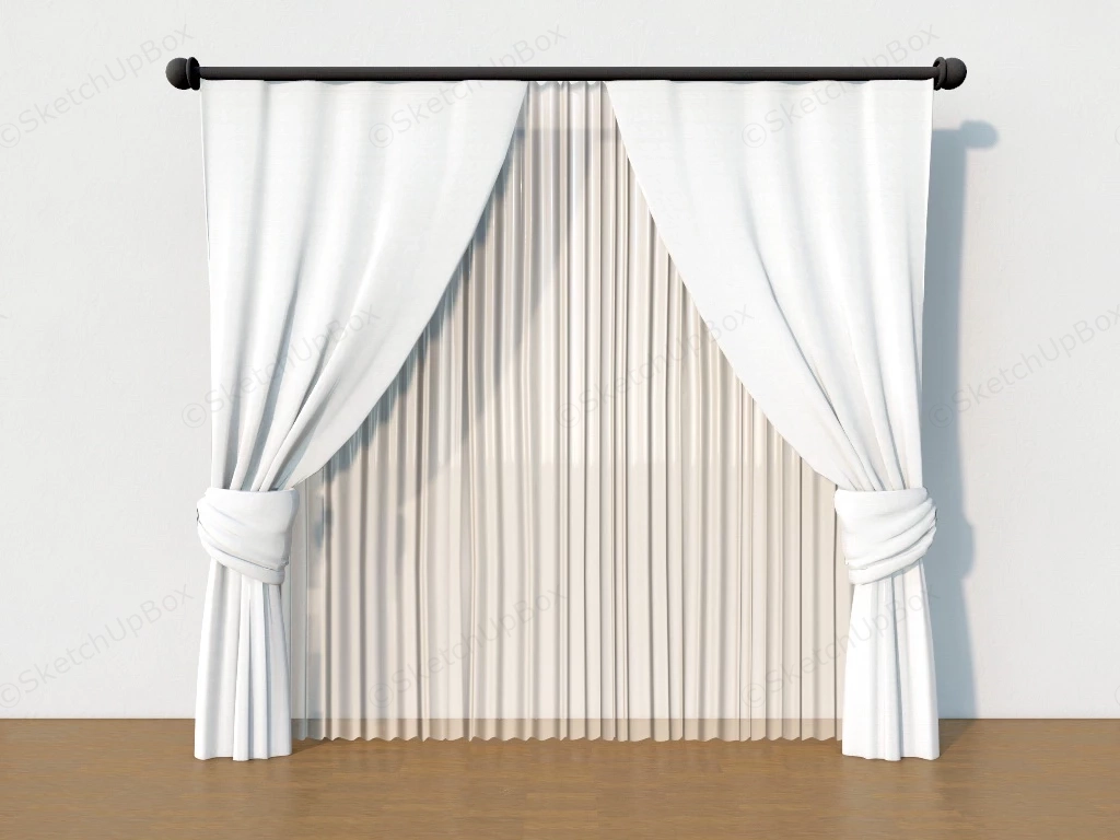 Double Layer Curtains sketchup model preview - SketchupBox
