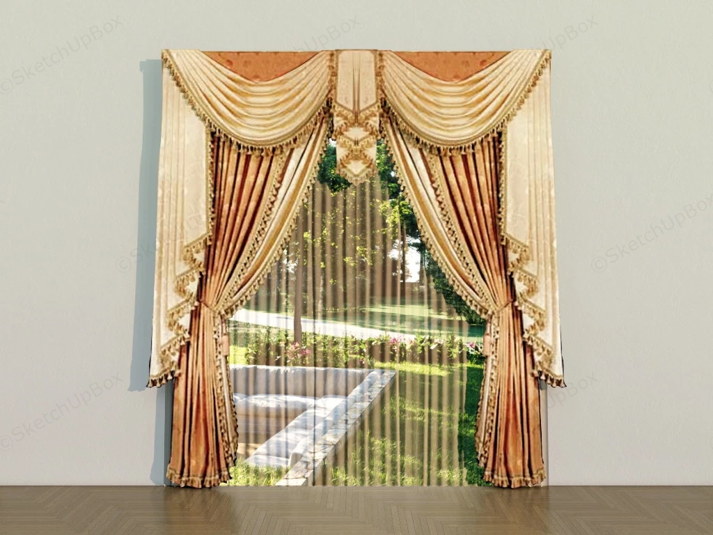 Curtains With Valance sketchup model preview - SketchupBox