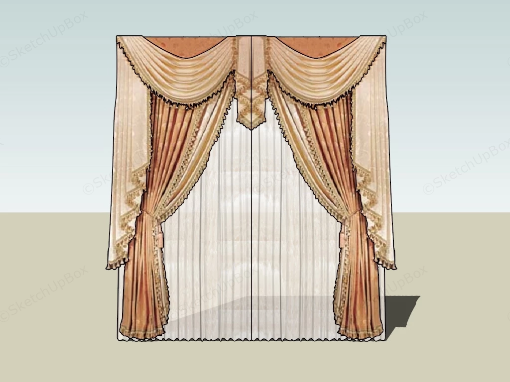 Curtains With Valance sketchup model preview - SketchupBox