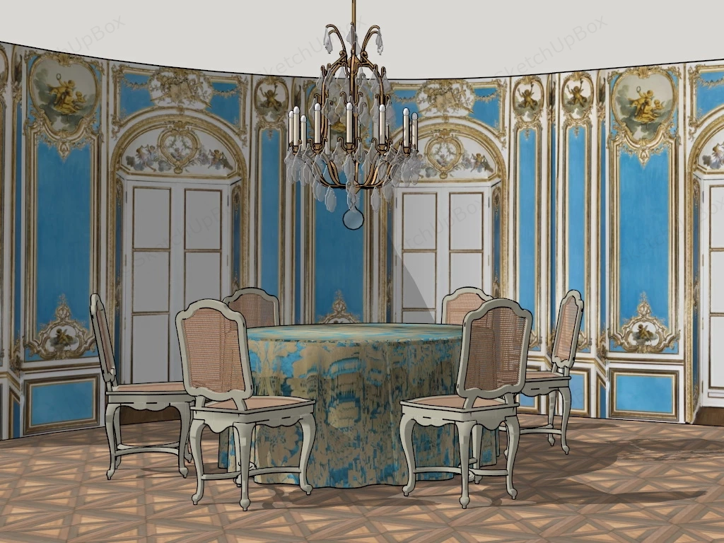Victorian Style Dining Room sketchup model preview - SketchupBox
