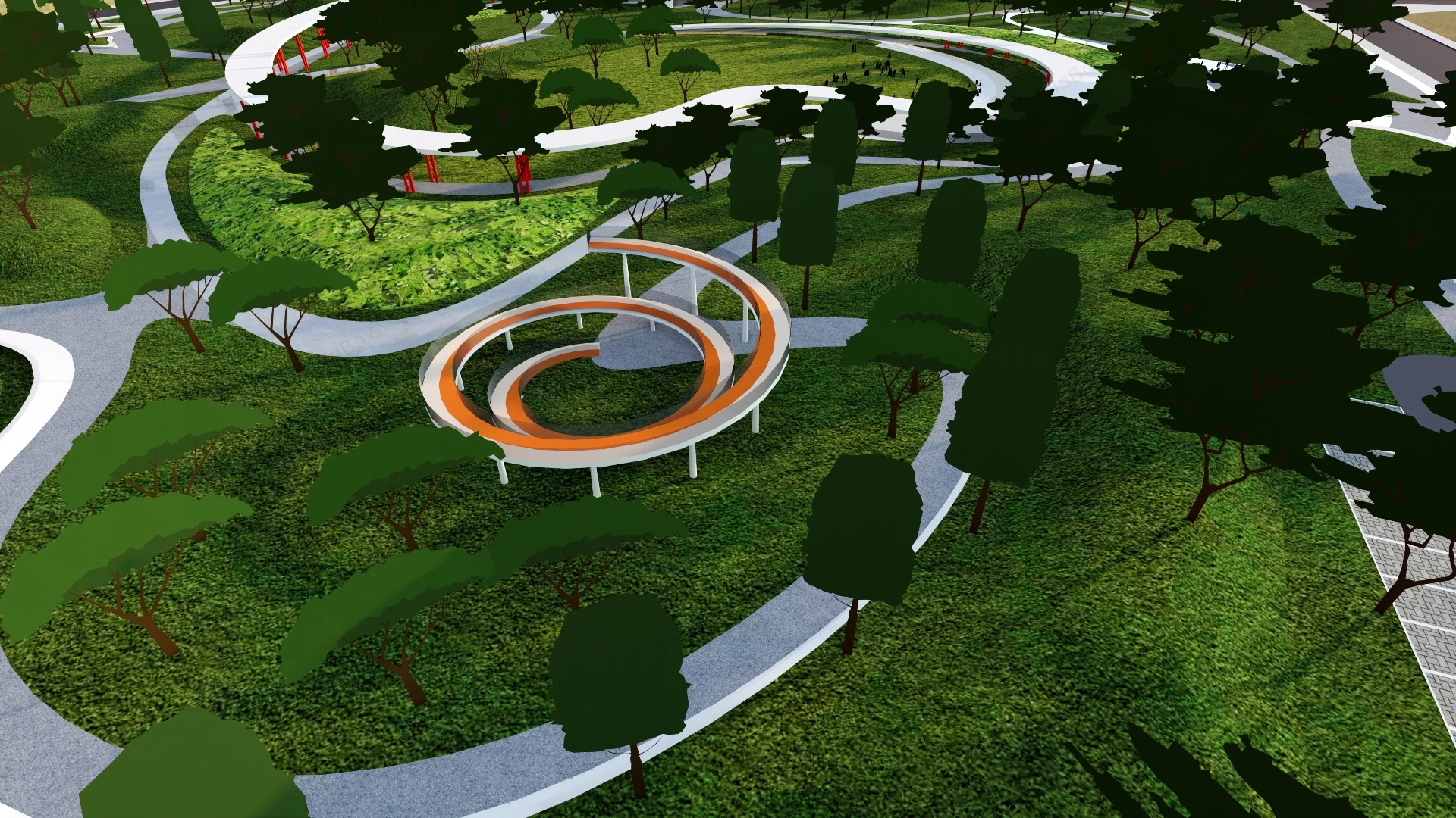 Plaza Park Design sketchup model preview - SketchupBox