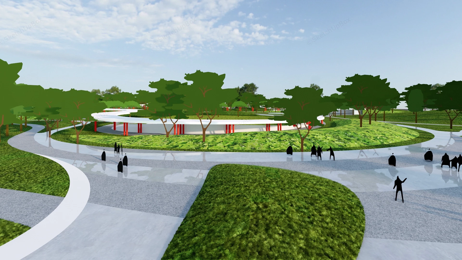 Plaza Park Design sketchup model preview - SketchupBox