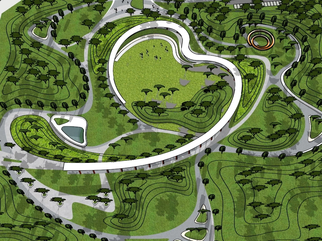 Plaza Park Design sketchup model preview - SketchupBox