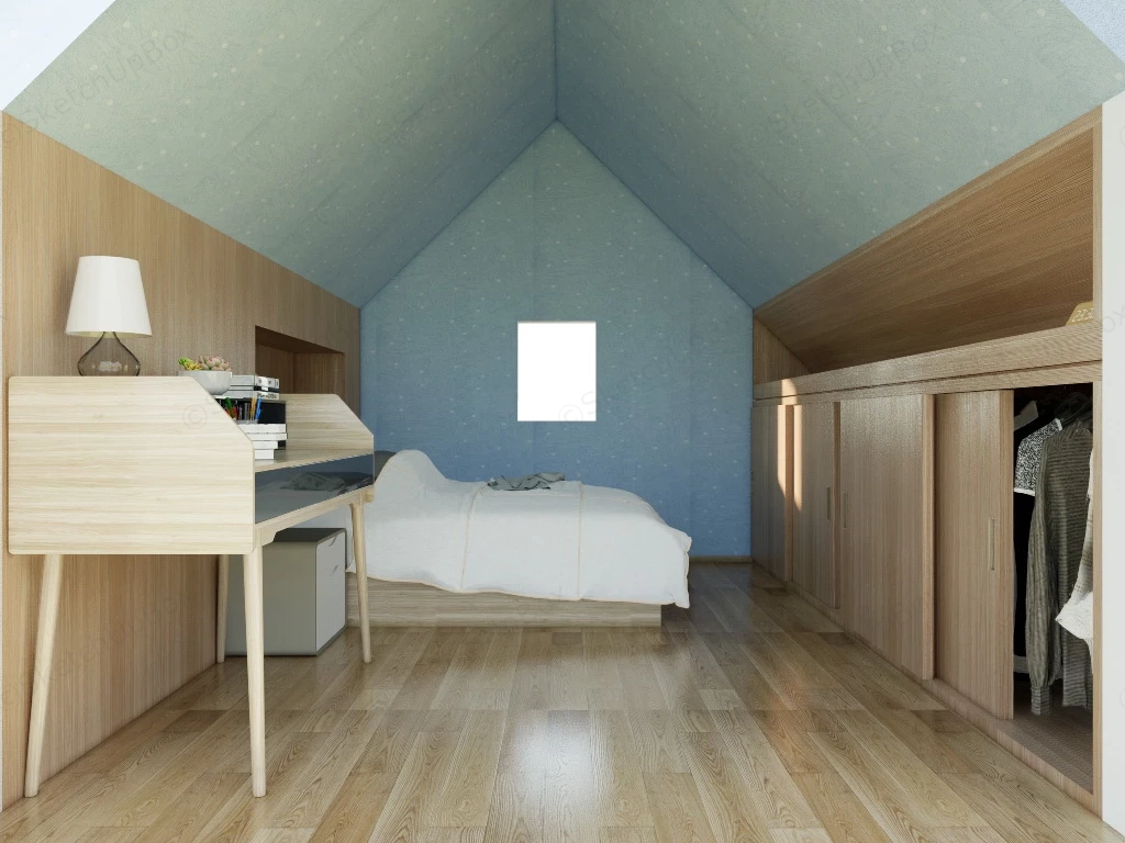Minimalist Loft Bedroom sketchup model preview - SketchupBox